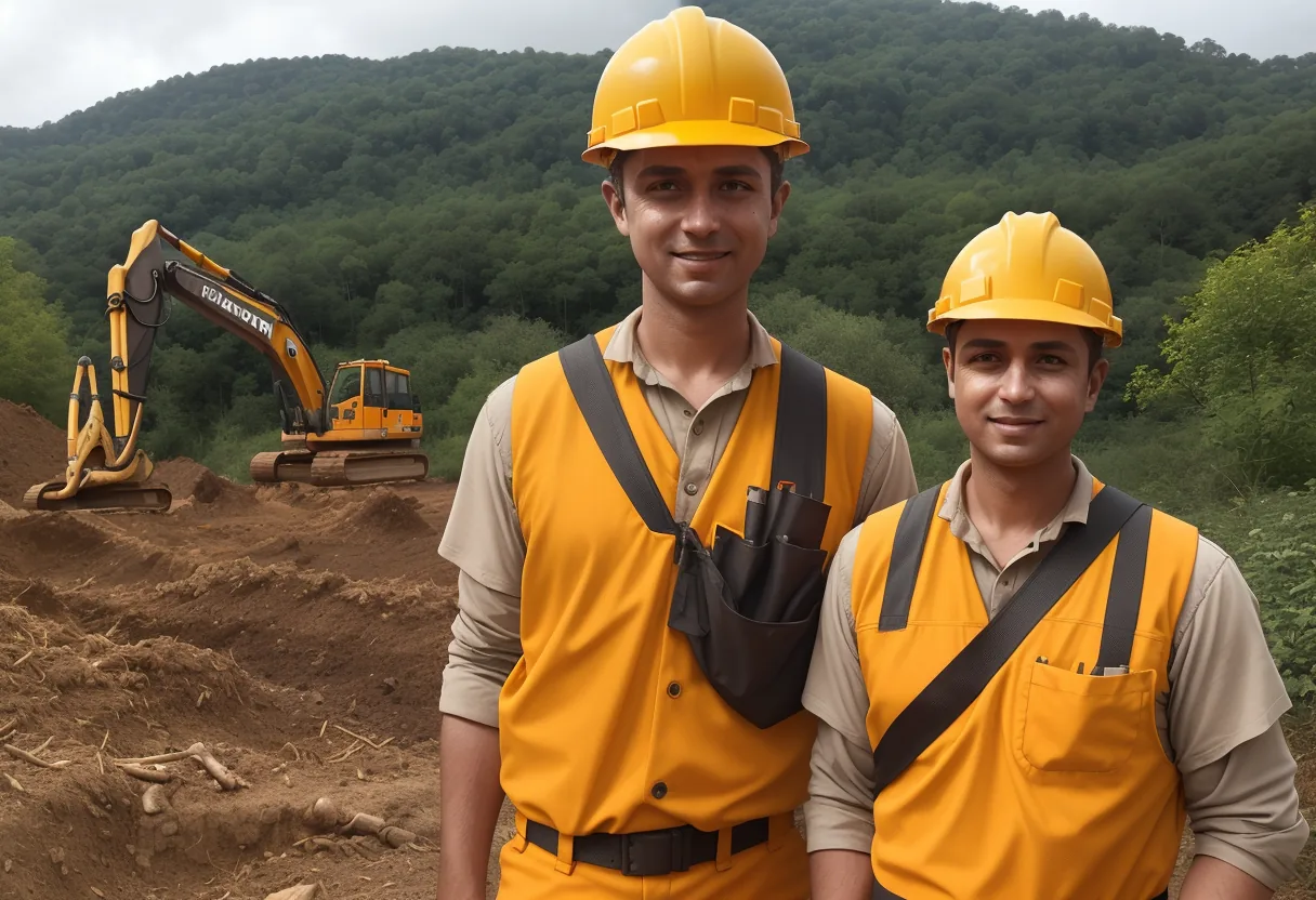 Entrepreneurs en excavation sur un chantier