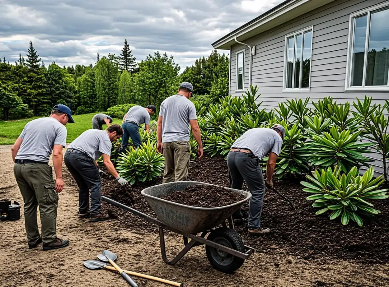 L'équipe TerraViva à l'œuvre dans une cour de Sherbrooke